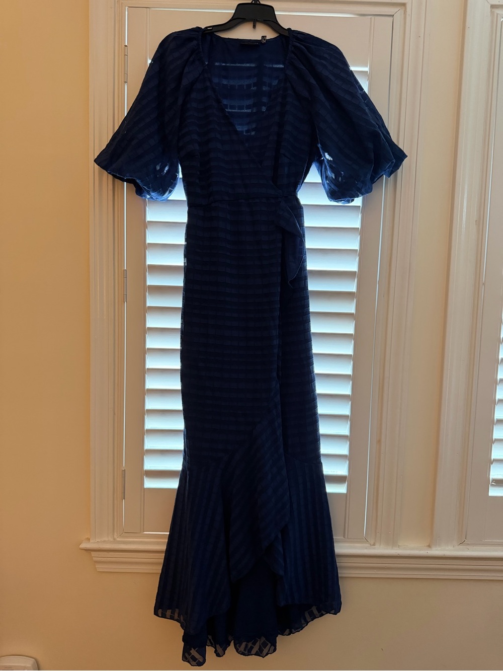 Royal Blue Maternity Puff-Sleeve Maxi Dress